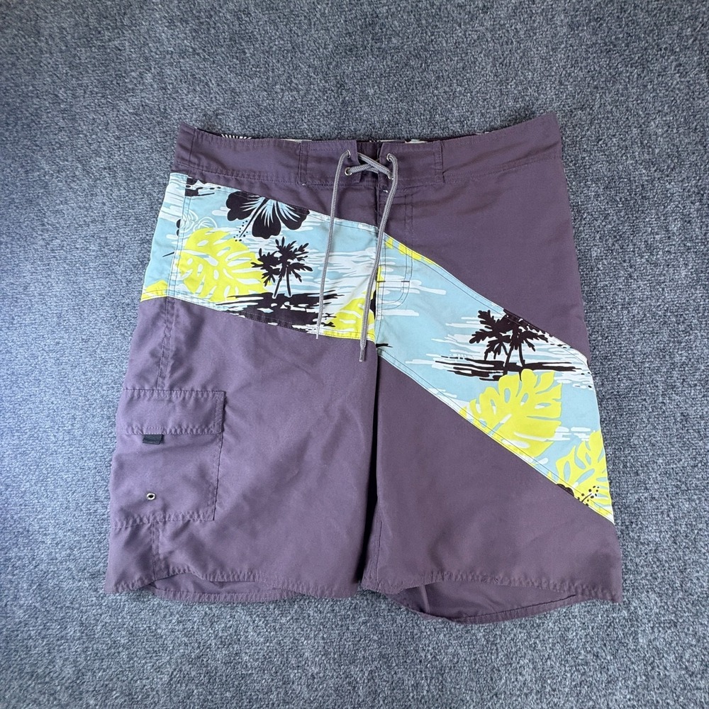 Hi Surf Sports Wear Tina's Creations Board Shorts Mens 36x9.5 Purple Tropical‎